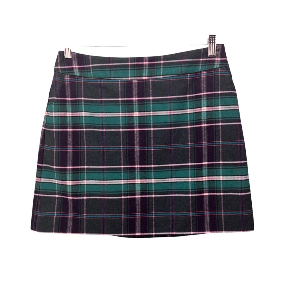 Crown Any Ivy‎ Wool Plaid Mini Skirt Green 8